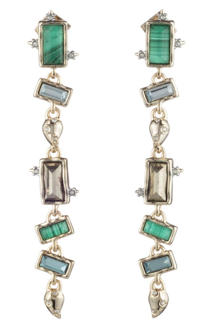 Women's Alexis Bittar Retro Gold Long Multi Stone Earrings