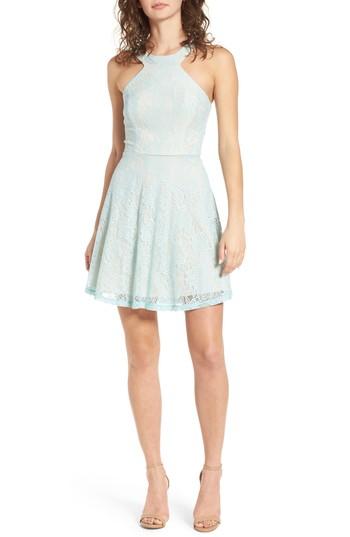 Women's Speechless Lace Skater Dress - Blue