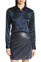 Women's Theory Perfect Fitted Stretch Satin Shirt - Blue/green