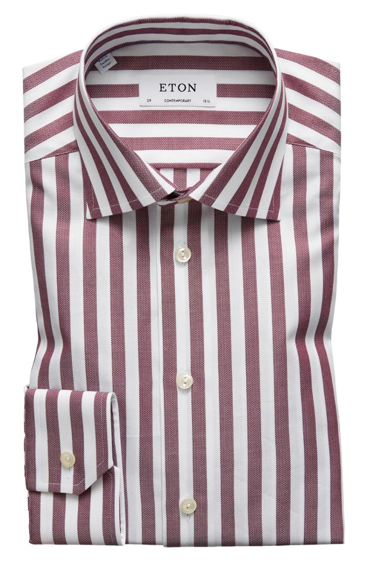 Men's Eton Contemporary Fit Stripe Dress Shirt .75 - Pink