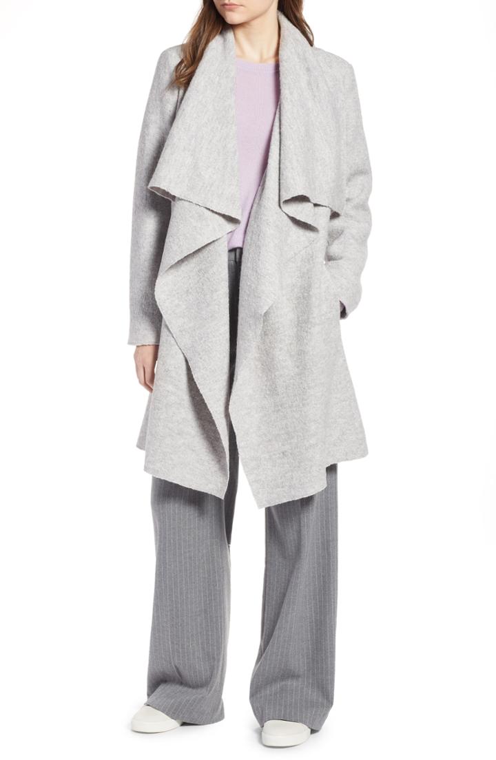 Women's Halogen Boiled Wool Blend Drape Front Coat