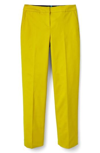 Women's Boden Richmond Polka Dot Stripe Contrast Ankle Pants - Yellow