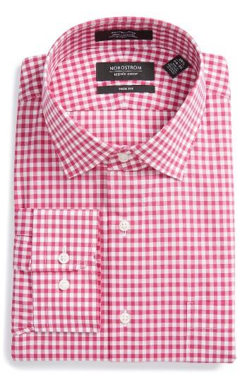 Men's Nordstrom Men's Shop Trim Fit Check Dress Shirt 32/33 - Pink
