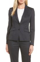 Petite Women's Boss Jukani Check Wool Blend Suit Jacket P - Blue