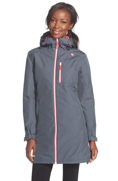 Women's Helly Hansen 'belfast' Long Waterproof Winter Rain Jacket - Grey