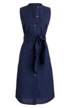 Women's J.crew Sleeveless Cotton Poplin Shirtdress, Size - Blue