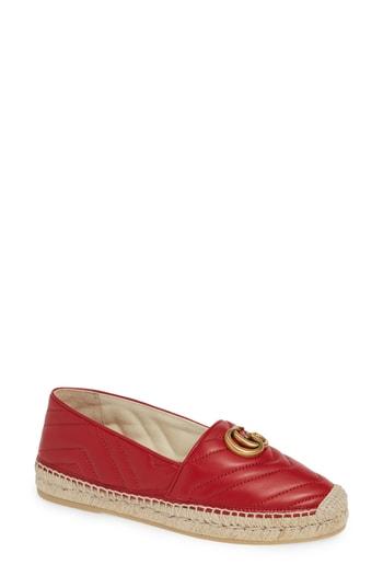 Women's Gucci Pilar Chevron Flat Espadrille Us / 34eu - Red