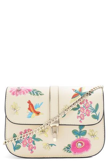 Topshop Hummingbird Embroidered Crossbody Bag - Ivory