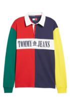 Men's Tommy Hilfiger 90s Colorblock Rugby Shirt, Size - Red