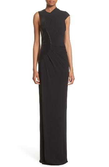 Women's Alexander Wang Draped Jersey & Leather Gown - Black