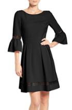 Petite Women's Eliza J Bell Sleeve Dress P - Black