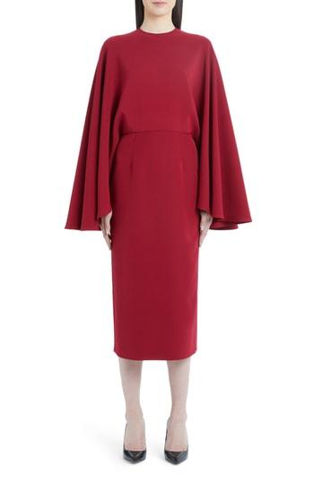 Women's Sara Battaglia Cape Sleeve Sheath Dress Us / 40 It - Red