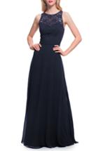 Women's La Femme Beaded Back Off The Shoulder Gown