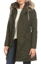 Women's Barbour Filey Waterproof Hooded Jacket With Faux Fur Trim Us / 10 Uk - Green