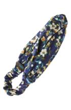 Tasha Floral Velvet Knotted Head Wrap, Size - Blue