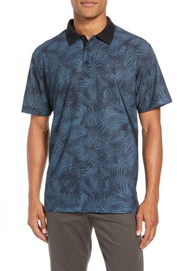 Men's Devereux Canopy Regular Fit Palm Print Jersey Polo - Blue