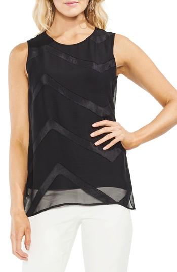 Women's Vince Camuto Sheer Chevron Tunic Top, Size - Black
