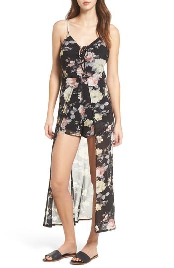 Women's Love, Nickie Lew Floral Walk Through Romper - Black