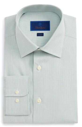 Men's David Donahue Trim Fit Check Dress Shirt .5 32/33 - Orange