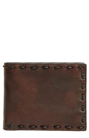 Men's John Varvatos Marble Pickstitched Leather Wallet - Brown