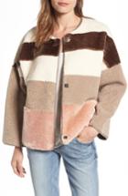Women's Eliza J Faux Shearling & Faux Fur Colorblock Jacket