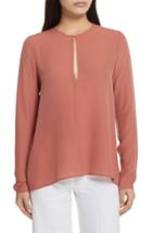 Women's Theory Slit Front Silk Georgette Blouse - Pink