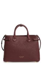 Burberry Medium Banner House Check Leather Tote - Red