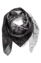 Women's Nordstrom Studies In Oils Square Silk Scarf, Size - Grey