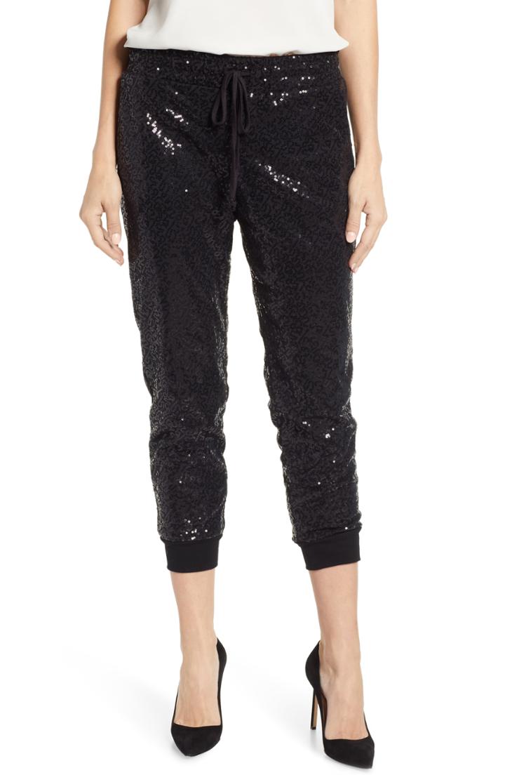 Women's Gibson X Glam Squad Ashley Sequin Jogger Pants - Black