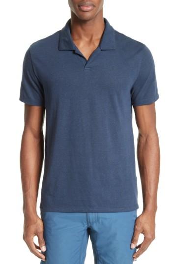 Men's Onia Shaun Linen Blend Polo, Size - Blue