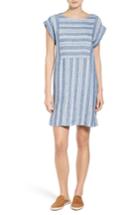 Women's Caslon Stripe Linen Shift Dress, Size - Blue
