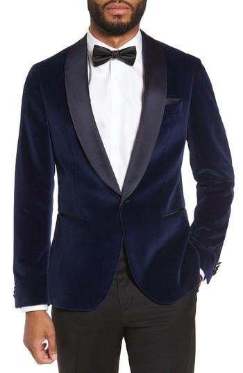 Men's Boss Nemir Classic Fit Velvet Dinner Jacket R - Blue