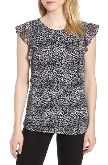 Women's Michael Michael Kors Wavy Leo Cascade Top - Black