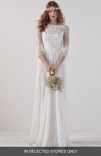 Women's Pronovias Edet Boho Lace Gown, Size In Store Only - Ivory
