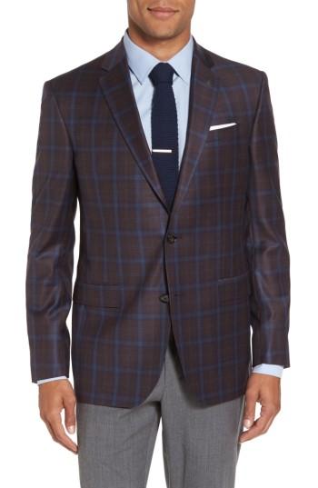 Men's Ted Baker London Jay Trim Fit Plaid Wool Sport Coat S - Burgundy