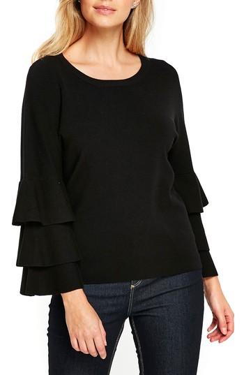 Women's Wallis Tiered Ruffle Sleeve Top - Black