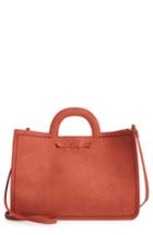 T-shirt & Jeans Faux Leather Top Handle Tote Bag - Orange