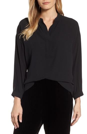 Women's Eileen Fisher Silk Blouse, Size - Black