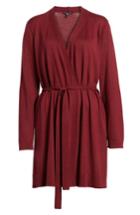 Petite Women's Eileen Fisher Tie Waist Tencel Blend Cardigan P - Burgundy