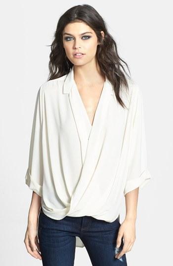 Topshop Surplice Woven High/low Top Mint