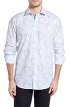 Men's Bugatchi Classic Fit Layered Print Sport Shirt, Size - White