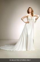 Women's Pronovias Dacil Lace Illusion Yoke & Sleeve A-line Gown
