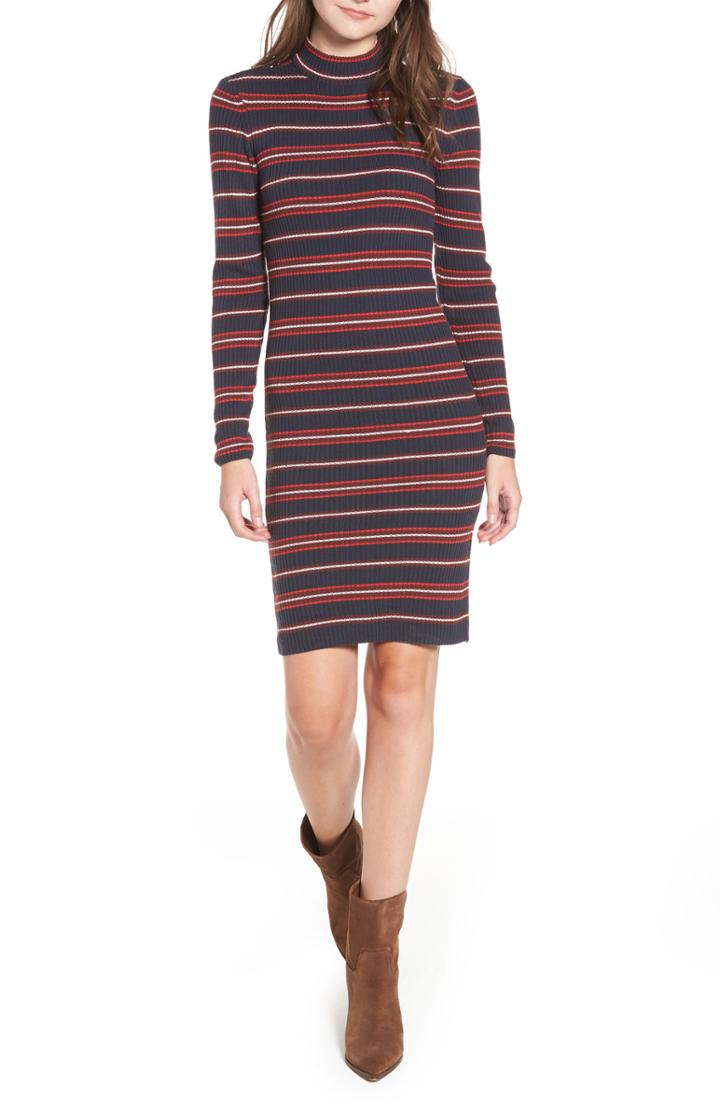 Women's Noisy May Myra Stripe Rib Sweater Dress - Black