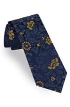 Men's Ted Baker London Flower Leaves Silk Tie, Size - Blue