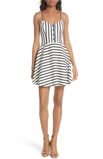 Women's Alice + Olivia Nella Button Front Stripe Dress - White