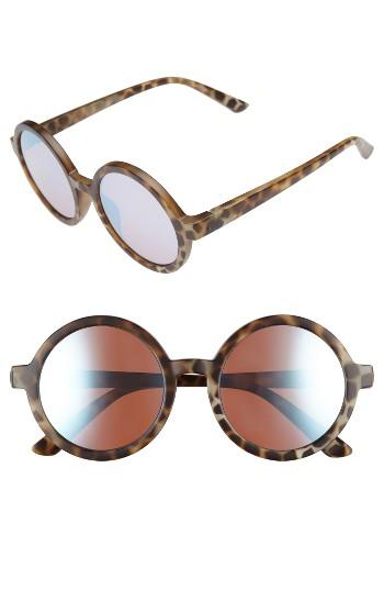 Women's Electric Lunar 52mm Round Sunglasses - Nude Tortoise/ Sky Chrome