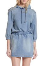 Women's Frame Crop Denim Hoodie - Blue