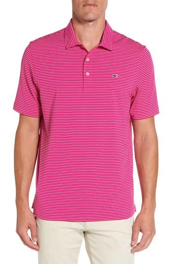 Men's Vineyard Vines Wilson Stripe Jersey Polo - Red