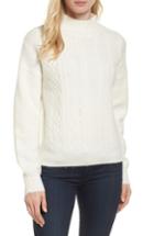 Women's Halogen Mock Neck Cable Knit Sweater, Size - Ivory