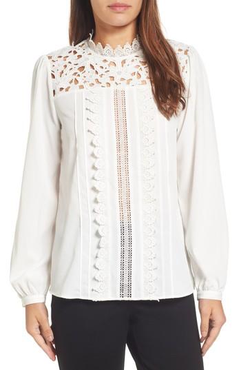 Women's Halogen Lace Yoke Blouse - Ivory